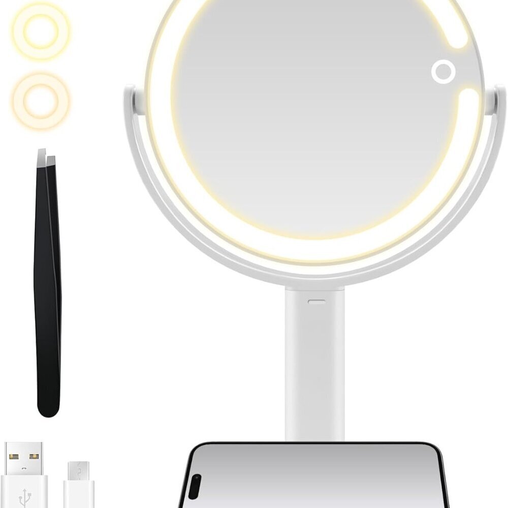 Makeup Mirror with Lights, Double Sided 1x/, Rechargeable 3 Color Lights and Adj